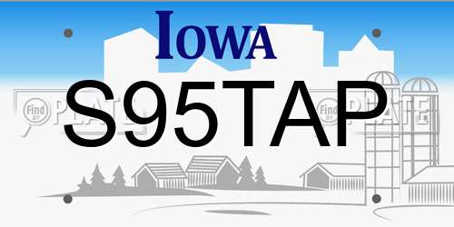 S95TAP Iowa License Plate