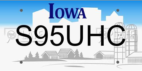 S95UHC Iowa License Plate