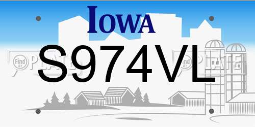 S974VL Iowa License Plate