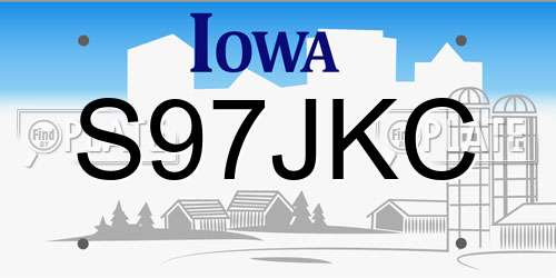 S97JKC Iowa License Plate