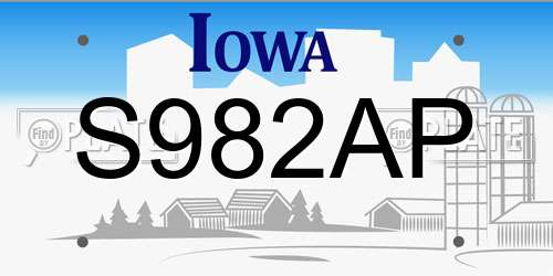 S982AP Iowa License Plate