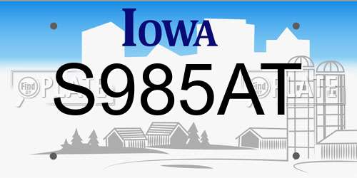 S985AT Iowa License Plate