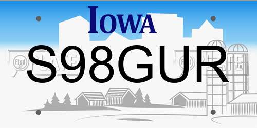 S98GUR Iowa License Plate