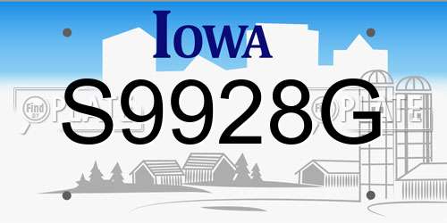 S9928G Iowa License Plate