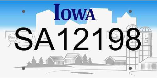 SA12198 Iowa License Plate