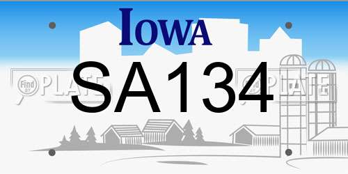 SA134 Iowa License Plate