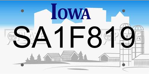 SA1F819 Iowa License Plate