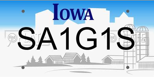 SA1G1S Iowa License Plate