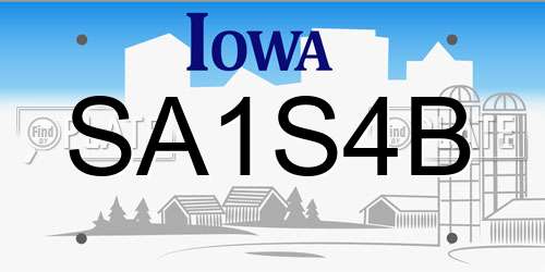 SA1S4B Iowa License Plate