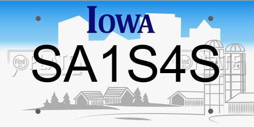 SA1S4S Iowa License Plate