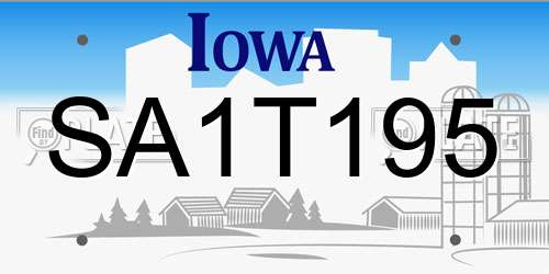 SA1T195 Iowa License Plate