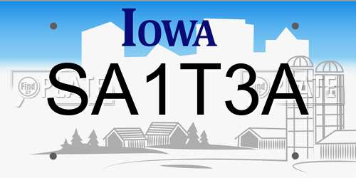SA1T3A Iowa License Plate
