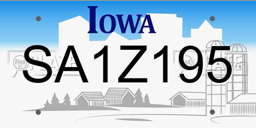 SA1Z195 Iowa License Plate