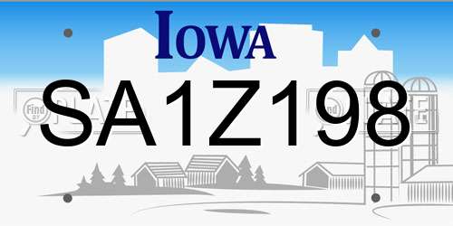 SA1Z198 Iowa License Plate