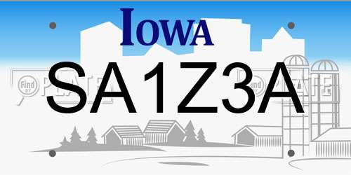 SA1Z3A Iowa License Plate