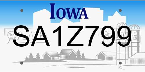 SA1Z799 Iowa License Plate