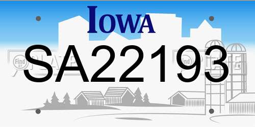 SA22193 Iowa License Plate