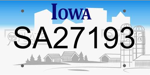 SA27193 Iowa License Plate
