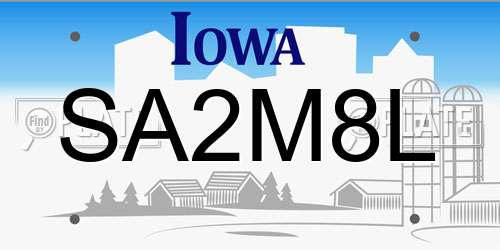 SA2M8L Iowa License Plate