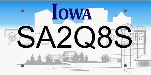 SA2Q8S Iowa License Plate