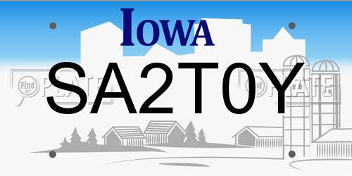 SA2T0Y Iowa License Plate