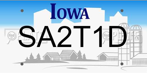 SA2T1D Iowa License Plate