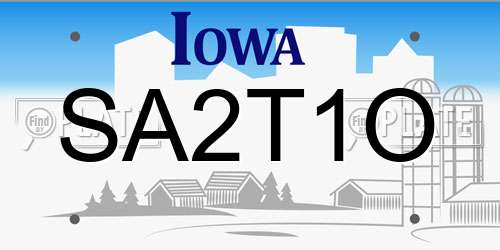 SA2T1O Iowa License Plate