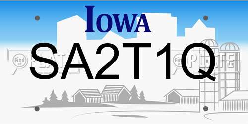 SA2T1Q Iowa License Plate