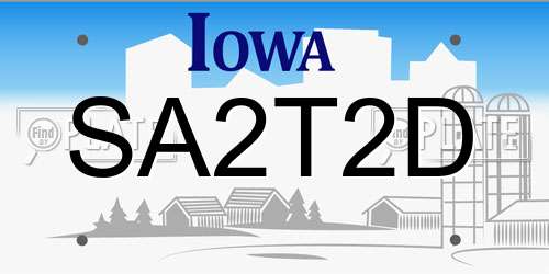 SA2T2D Iowa License Plate
