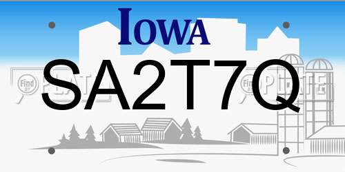 SA2T7Q Iowa License Plate