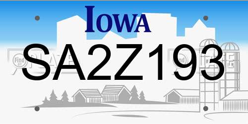 SA2Z193 Iowa License Plate