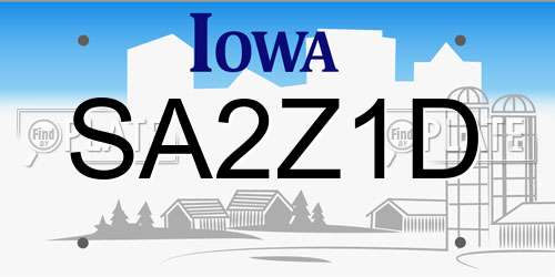 SA2Z1D Iowa License Plate
