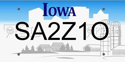 SA2Z1O Iowa License Plate