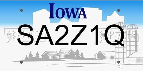 SA2Z1Q Iowa License Plate