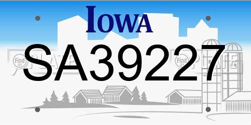 SA39227 Iowa License Plate