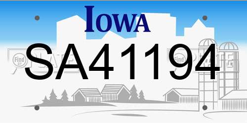 SA41194 Iowa License Plate