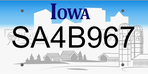 SA4B967 Iowa License Plate