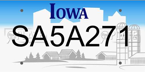 SA5A271 Iowa License Plate