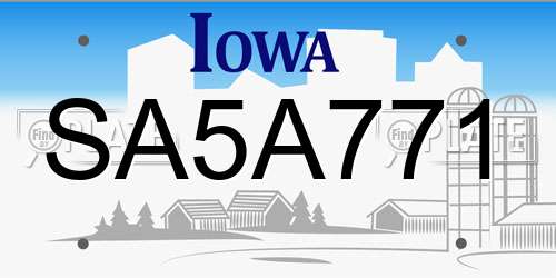 SA5A771 Iowa License Plate