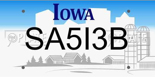 SA5I3B Iowa License Plate