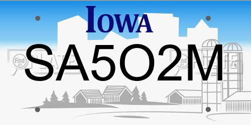 SA5O2M Iowa License Plate