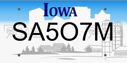 SA5O7M Iowa License Plate
