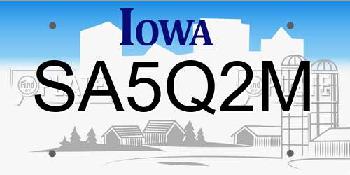 SA5Q2M Iowa License Plate