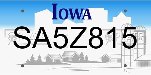 SA5Z815 Iowa License Plate