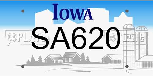 SA620 Iowa License Plate