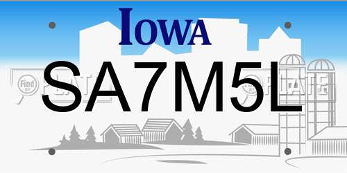 SA7M5L Iowa License Plate