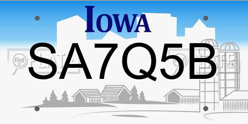 SA7Q5B Iowa License Plate
