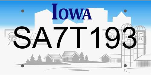 SA7T193 Iowa License Plate