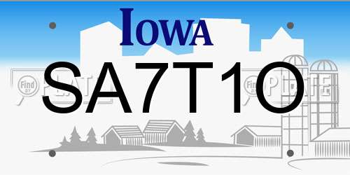 SA7T1O Iowa License Plate