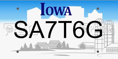 SA7T6G Iowa License Plate